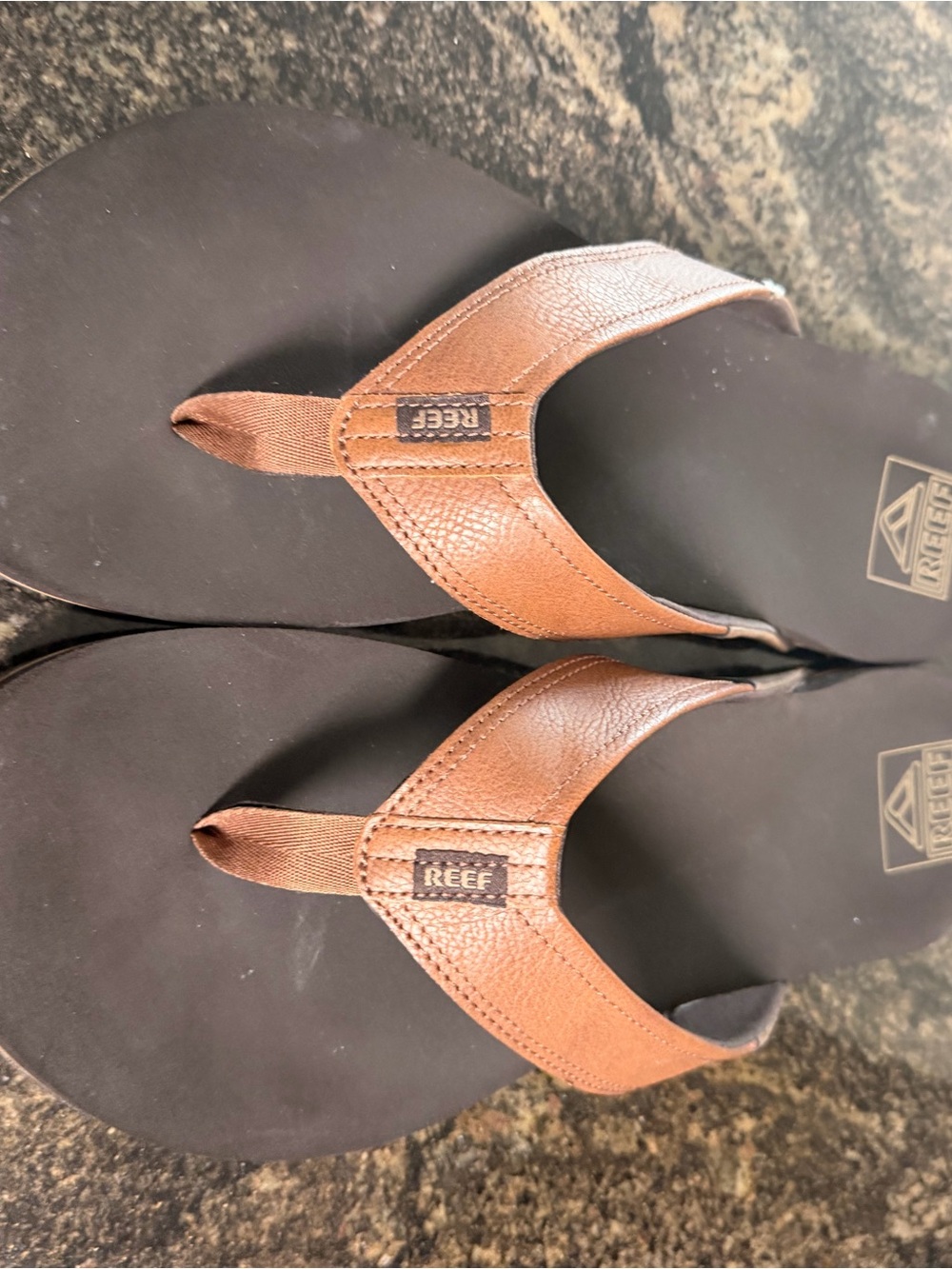 Reef Men’s Brown and Black Leather Thong Sandals